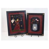 Liberty Picture & Flower Pot Denim - Framed Textile Art (2 Pieces)