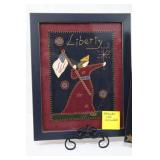 Liberty Picture & Flower Pot Denim - Framed Textile Art (2 Pieces)