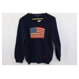 Ralph Lauren Sport Navy Knit Sweater with American Flag Patch - XL