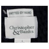 Christopher & Banks Knitted By Hand Navy Sweater with American Flag Patch - Size L