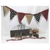 Patriotic Americana Rustic Decor Set - Stars & Stripes, Wooden Bearded Figures
