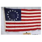 Vintage Betsy Ross Flag - 3 Framed Fabric US Flags Wall Art