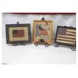 Vintage Betsy Ross Flag - 3 Framed Fabric US Flags Wall Art