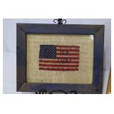 Vintage Betsy Ross Flag - 3 Framed Fabric US Flags Wall Art