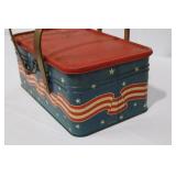 Patriotic Tin Lunch Box - Star Pattern w/ Flags & USA