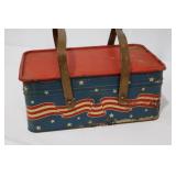 Patriotic Tin Lunch Box - Star Pattern w/ Flags & USA
