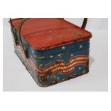Patriotic Tin Lunch Box - Star Pattern w/ Flags & USA