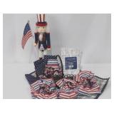Nutcracker Soldier Patriotic Display With American Flag & Pier 1 Napkins