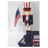 Nutcracker Soldier Patriotic Display With American Flag & Pier 1 Napkins