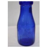 Patriotic Blue Glass Bottles Set with Star Ornaments & Uncle Sam Figurine