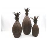 Vintage Metal Pineapple Luminary Set - 21in, 18in & 15in Tall