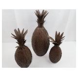 Vintage Metal Pineapple Luminary Set - 21in, 18in & 15in Tall