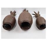 Vintage Metal Pineapple Luminary Set - 21in, 18in & 15in Tall
