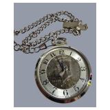 August Steiner Kennedy Half Dollar Pocket Watch w/ Chain – $299 Retail – Coin Design Case w/ Tin