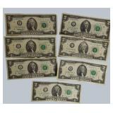 Lot of $2 Bills – $14 Face Value – Bid Today!