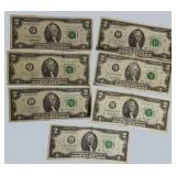 Lot of $2 Bills – $14 Face Value – Bid Today!