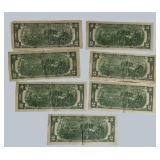 Lot of $2 Bills – $14 Face Value – Bid Today!