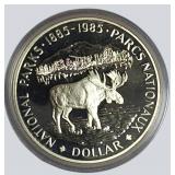 1985 Canada Silver Dollar – National Parks Moose Proof in Case!