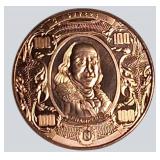 1776–1976 Bicentennial $100 Copper Round – Franklin Tribute!