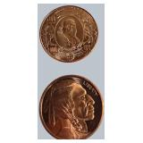 Stunning 1oz Copper Rounds Duo – Franklin & Buffalo Designs!