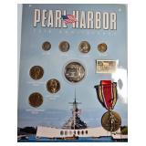 Stunning Pearl Harbor Tribute Collection – Silver Coins, WWII Medal, Stamp & Historic Display!