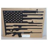 Laser Cut Metal Wall Décor - Flag & Gun