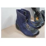 Antique Wool/Felt/Leather Hunting Boots and Black Rubber Buckle Over Boots