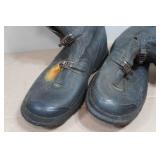 Antique Wool/Felt/Leather Hunting Boots and Black Rubber Buckle Over Boots