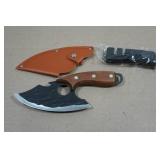 Rolled Carbon Steel Finger Hole Hunting Knife