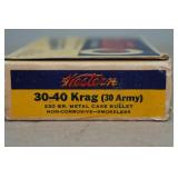 Antique Western .30-40 Krag Ammo Box with 19 Empty Casings
