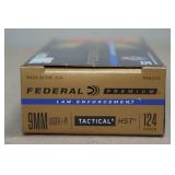 50 Federal Premium LE 9mm Luger +P 124 Gr Tactical HST Ammo