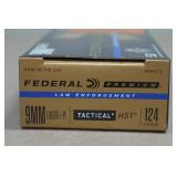 50 Federal Premium LE 9mm Luger +P 124 Gr Tactical HST Ammo