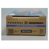 50 Federal Premium LE 9mm Luger +P 124 Gr Tactical HST Ammo