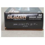50 CCI Blazer Brass 9mm Luger 124 Gr FMJ Ammo