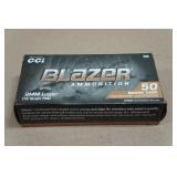 50 CCI Blazer Brass 9mm Luger 115 Gr FMJ Ammo