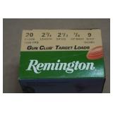 25 Remington Gun Club 20 Gauge 2-3/4" 9 Shot Shotshells