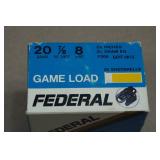 25 Federal Game Load 20 Gauge 2-3/4" 8 Shot Shotshells