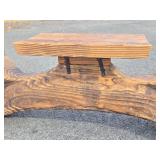 Very Cool Genuine Mid Century WITCO Carved Wood Bench w/Center Table