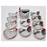 Mid Century Chicken & Rooster Ceramic Trays / Dishes
