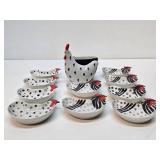 Mid Century Chicken & Rooster Ceramic Trays / Dishes
