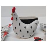 Mid Century Chicken & Rooster Ceramic Trays / Dishes
