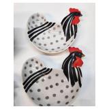 Mid Century Chicken & Rooster Ceramic Trays / Dishes