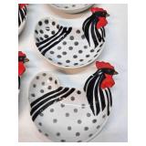 Mid Century Chicken & Rooster Ceramic Trays / Dishes