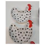 Mid Century Chicken & Rooster Ceramic Trays / Dishes