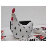 Mid Century Chicken & Rooster Ceramic Trays / Dishes