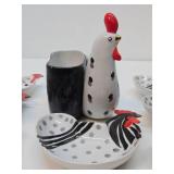 Mid Century Chicken & Rooster Ceramic Trays / Dishes