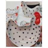 Mid Century Chicken & Rooster Ceramic Trays / Dishes