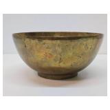 Impressive Vintage Mid Century Heavy Sand Cast Brass Bowl - Made in Italy