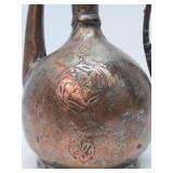 Antique Hammered Copper Middle Eastern Ewer - 15"