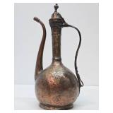 Antique Hammered Copper Middle Eastern Ewer - 15"